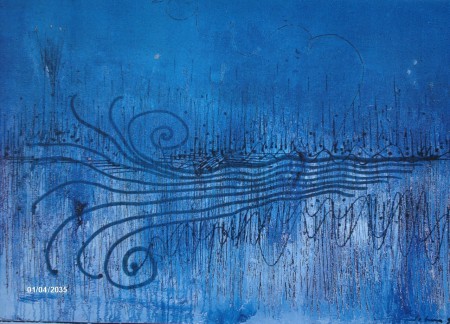 " Tracce nella notte."      (tecn. mista su cartone intelato cm. 35x50)
